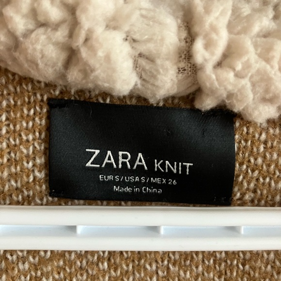 Zara knit sherpa cardigan brown small - Picture 2 of 5